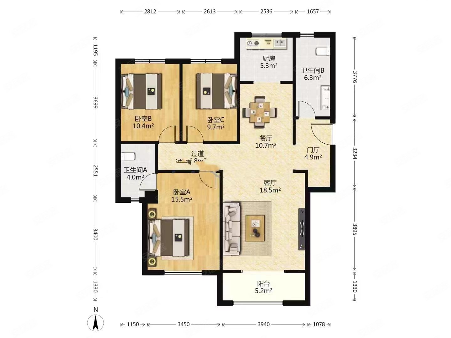 雁塔区公园旁华安紫竹苑次新小区大三室南北通透价可谈