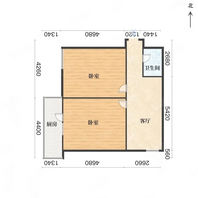 承德道小区2室1厅1卫61.03㎡西北260万