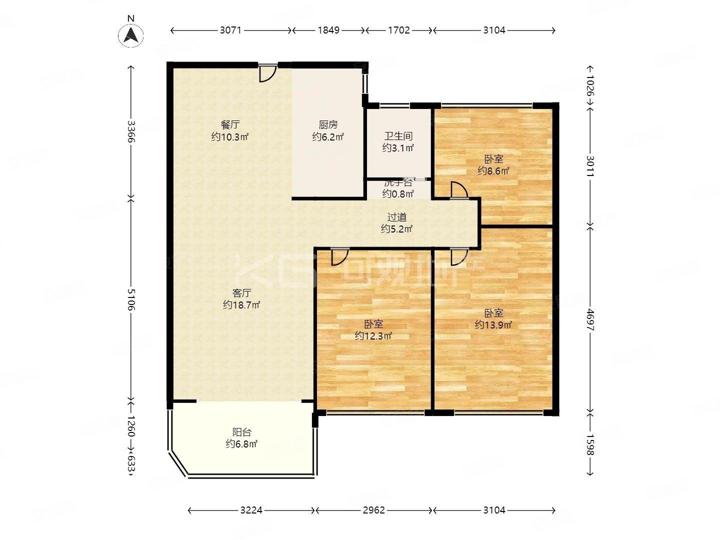 融信白宫3室2厅1卫95.27㎡南229万