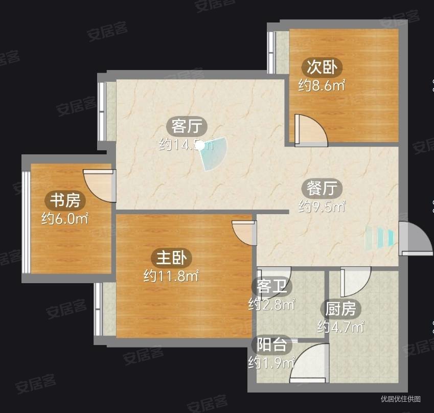 琅樾江山3室2厅1卫75.28㎡南北68万