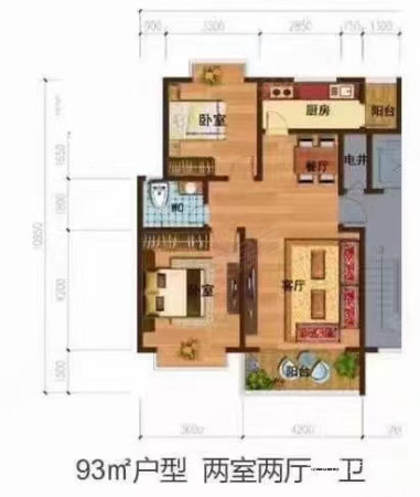 康桑花公寓楼2室2厅2卫108㎡南北118万