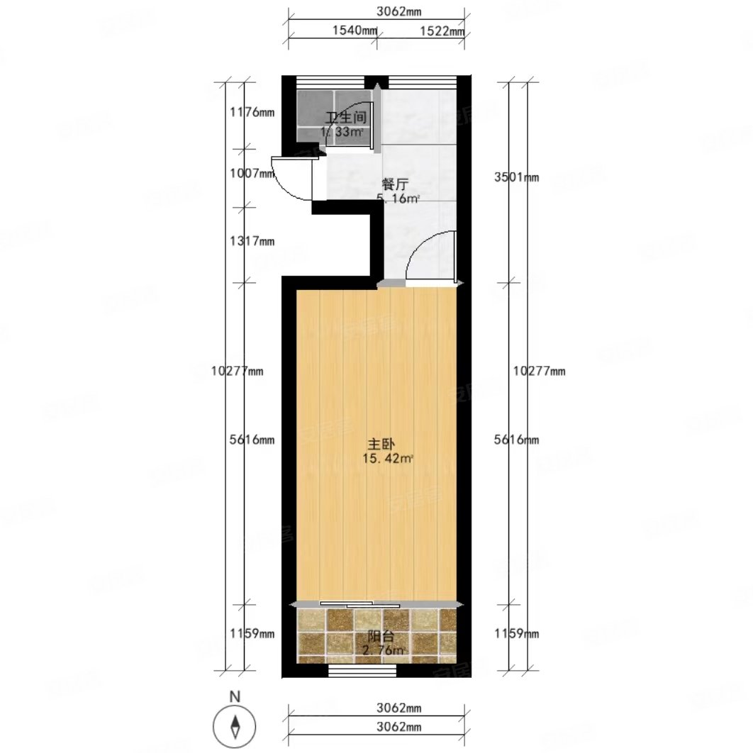梅园三街坊1室1厅1卫33.8㎡南395万