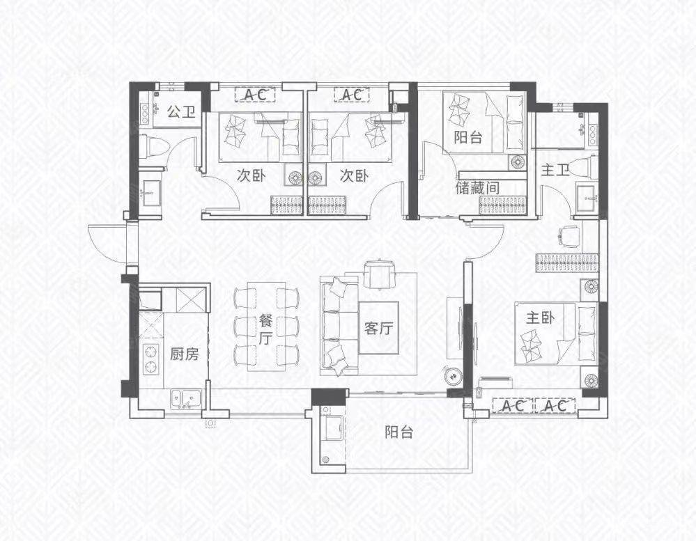 聚龙天誉湾4室2厅2卫127.31㎡南北138万