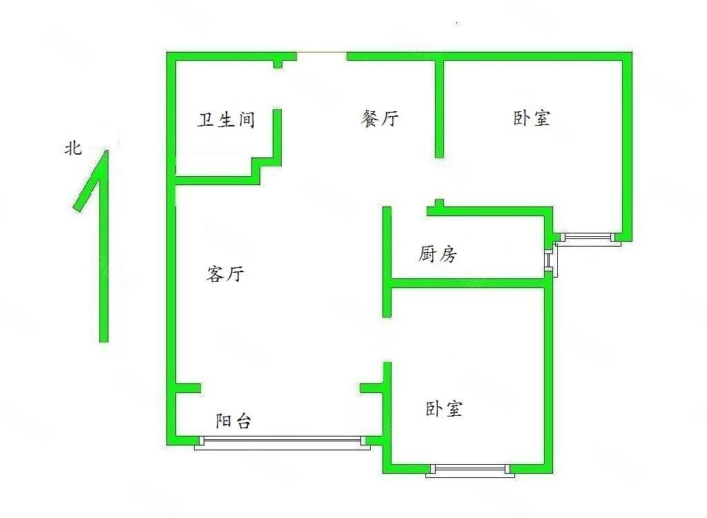 北城枫景(莲池)2室2厅1卫98.19㎡南北85万