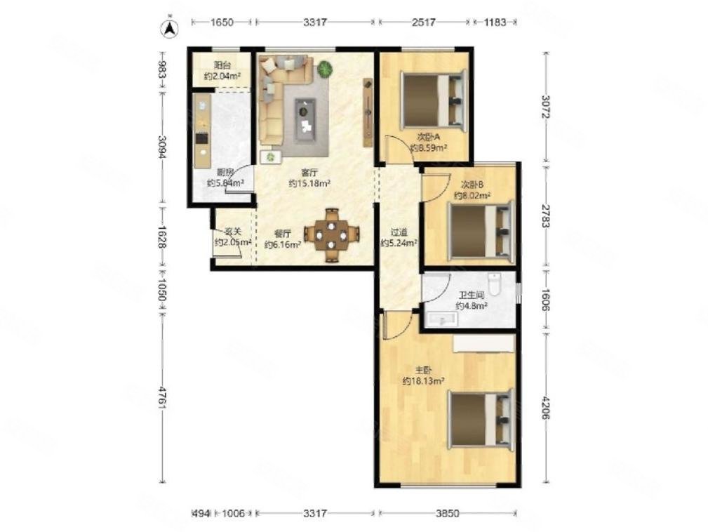 满庭芳嘉园~3居室~户型房正~采光好~不临街~新上房源!