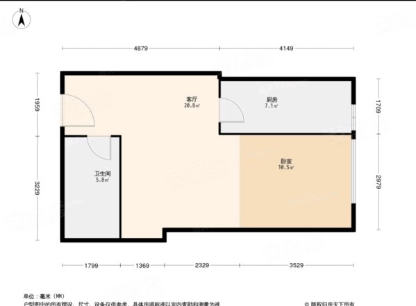 银都财富中心小区1室1厅1卫65㎡东110万