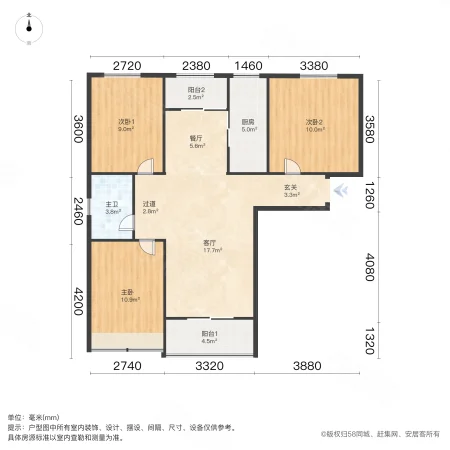 帝苑学府3室2厅1卫111㎡南北199万