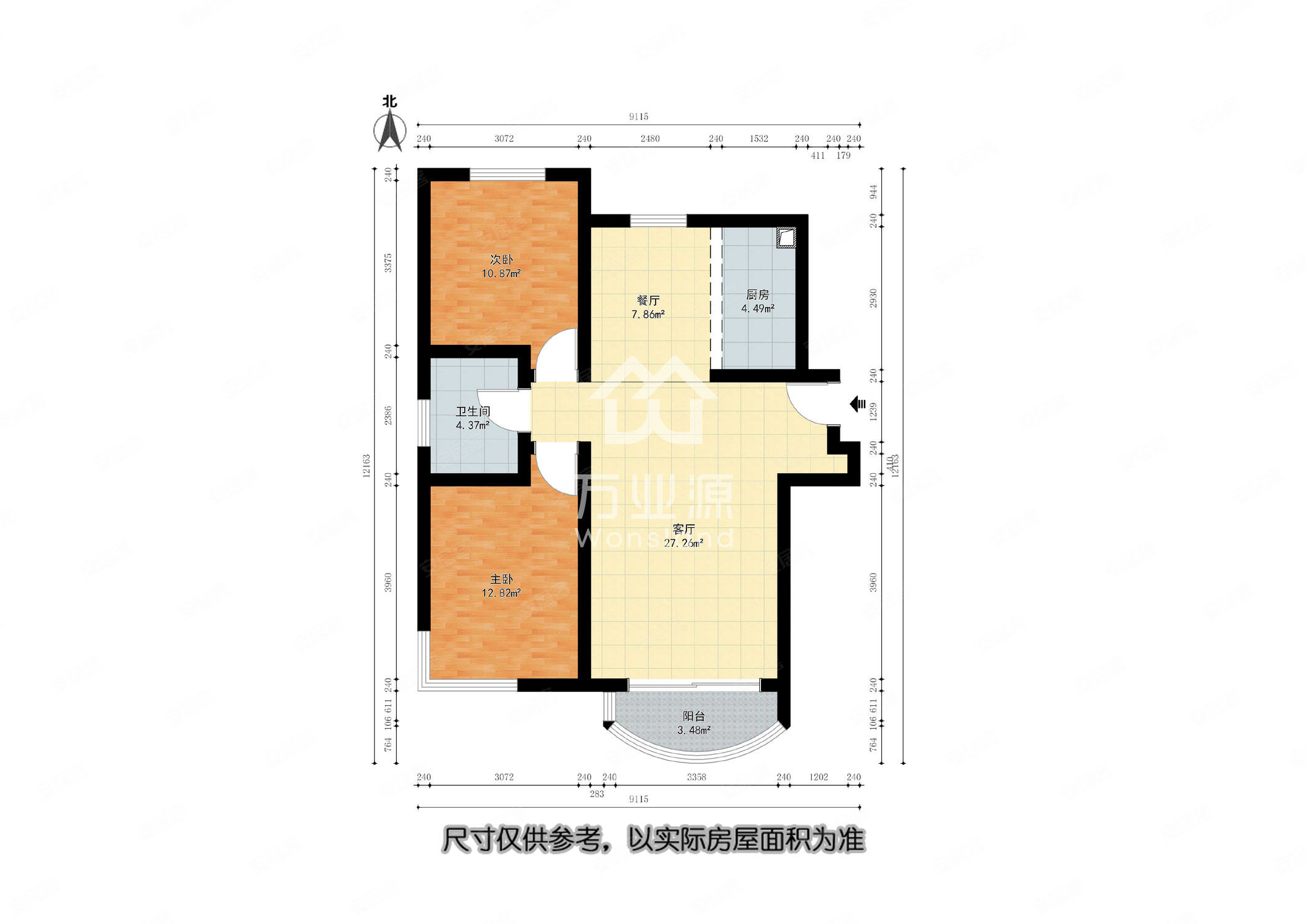 裕川家园2室2厅1卫108.03㎡南北106万