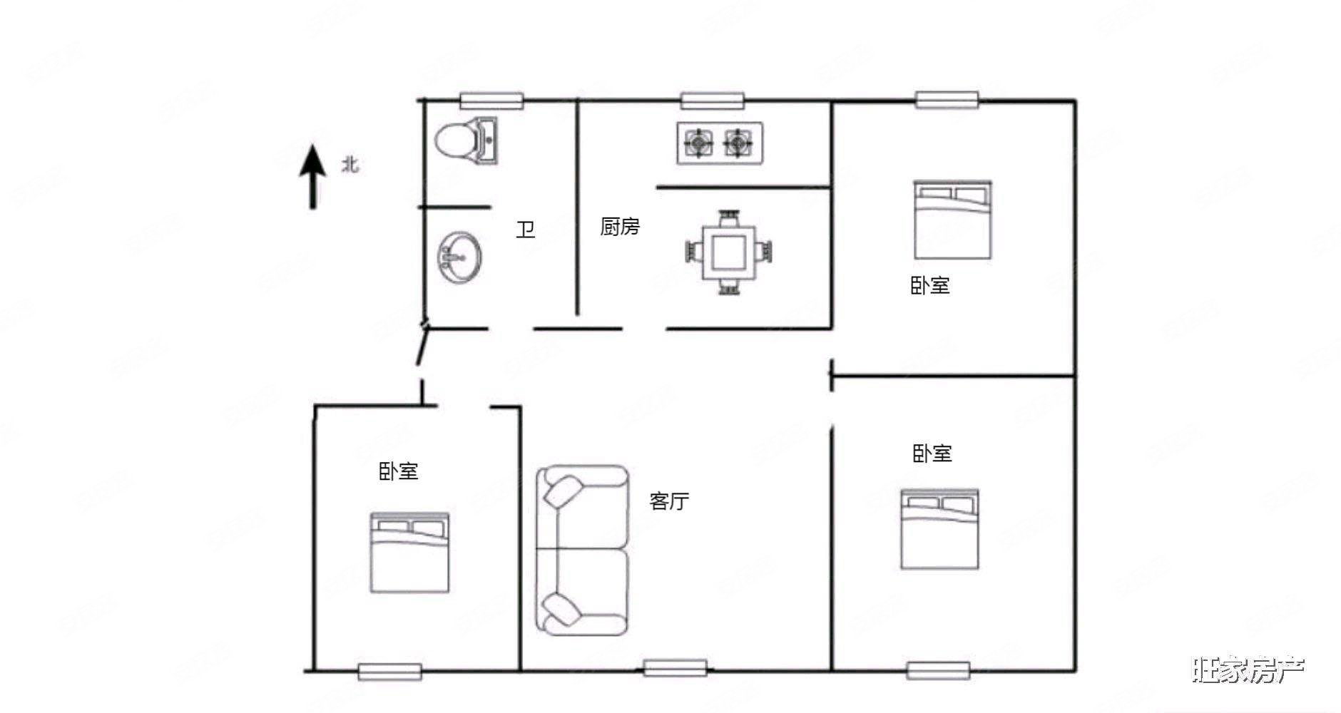 水保站家属院3室2厅1卫92.45㎡南北64.5万