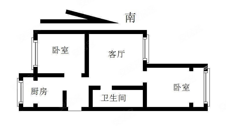 兴隆南街1号院2室1厅1卫75.3㎡南北62万