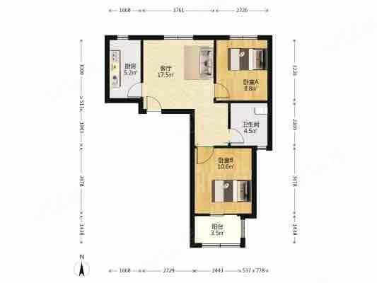 金枫里2室1厅1卫76.72㎡南北436万