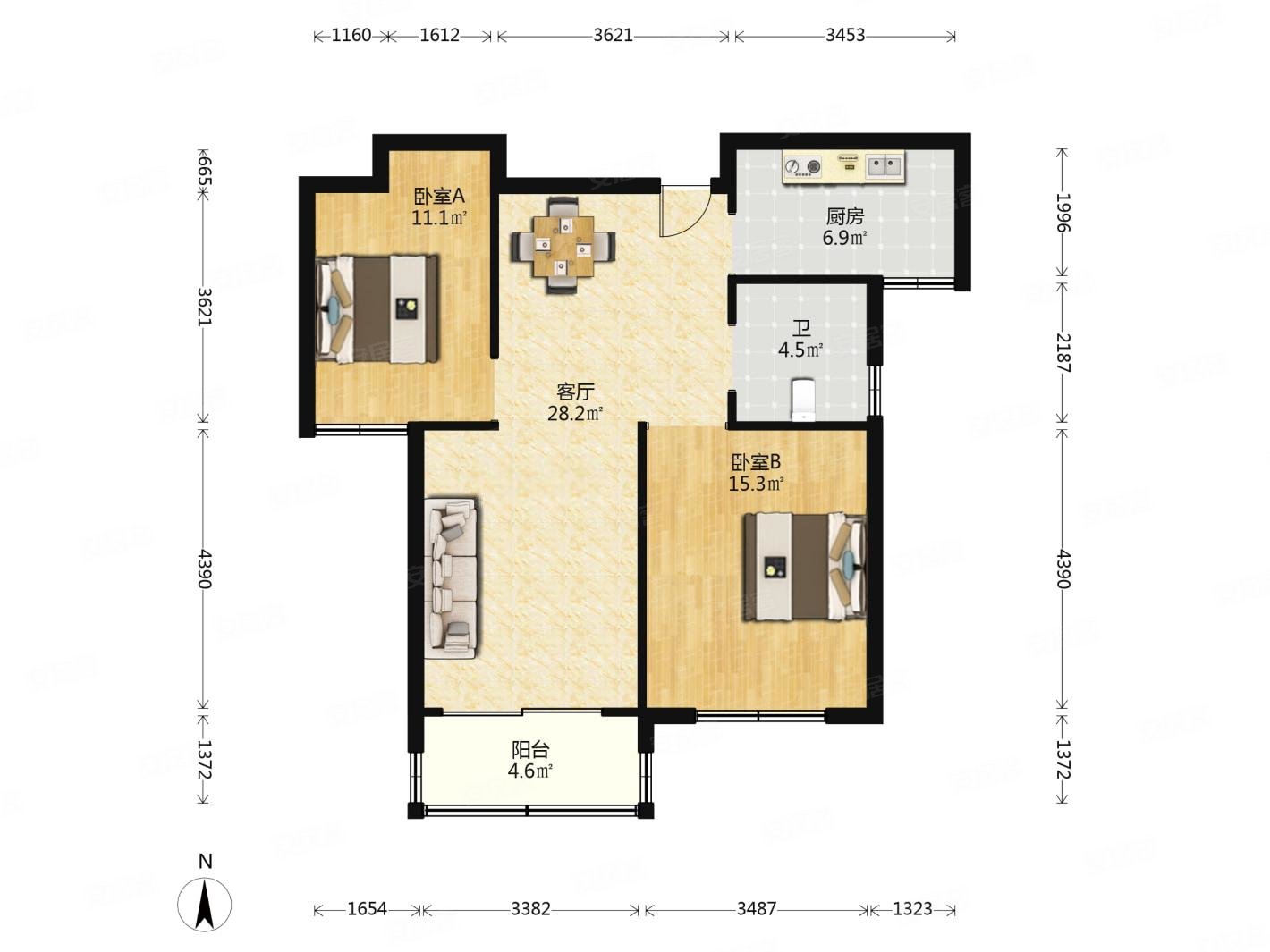 新华公寓祥和苑 业主诚心出售 大两房 采光无遮挡