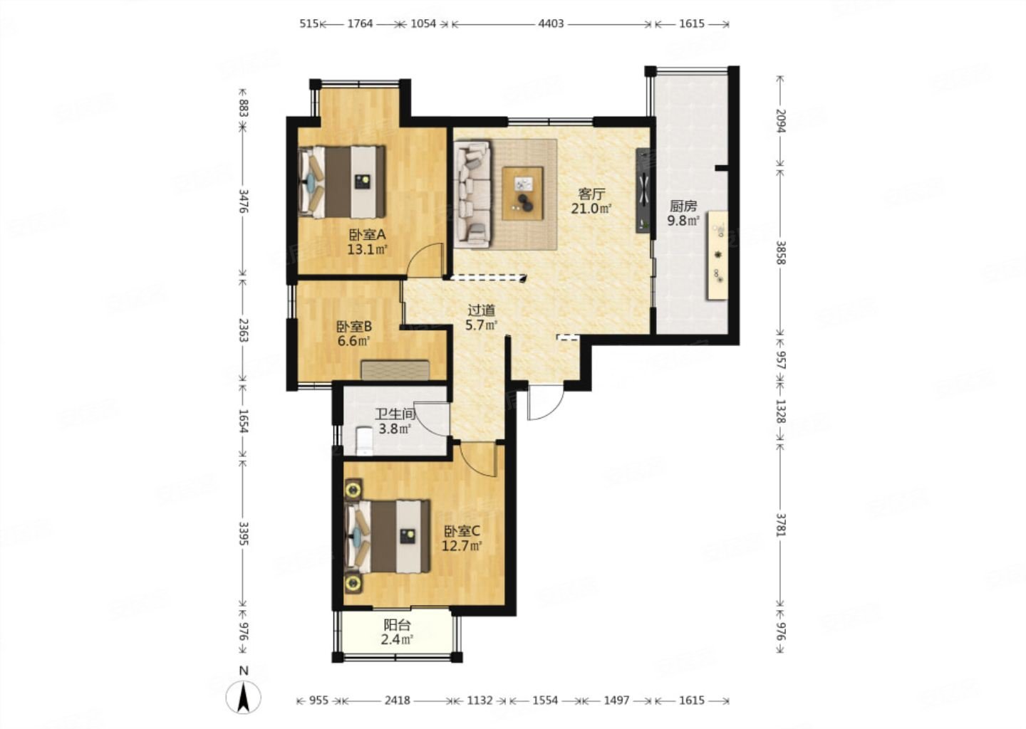 华远君城精装三居舒适居住环境健康宜居交通便利