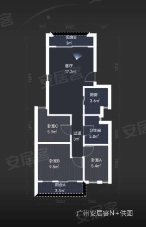 祈福新邨C区3室2厅1卫67.1㎡南118万