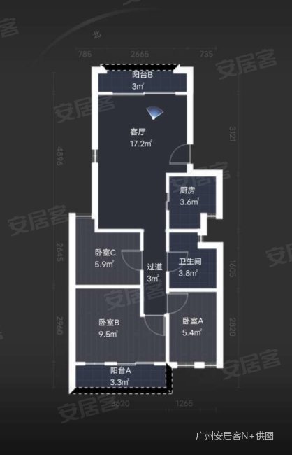 祈福新邨C区3室2厅1卫67.1㎡南118万