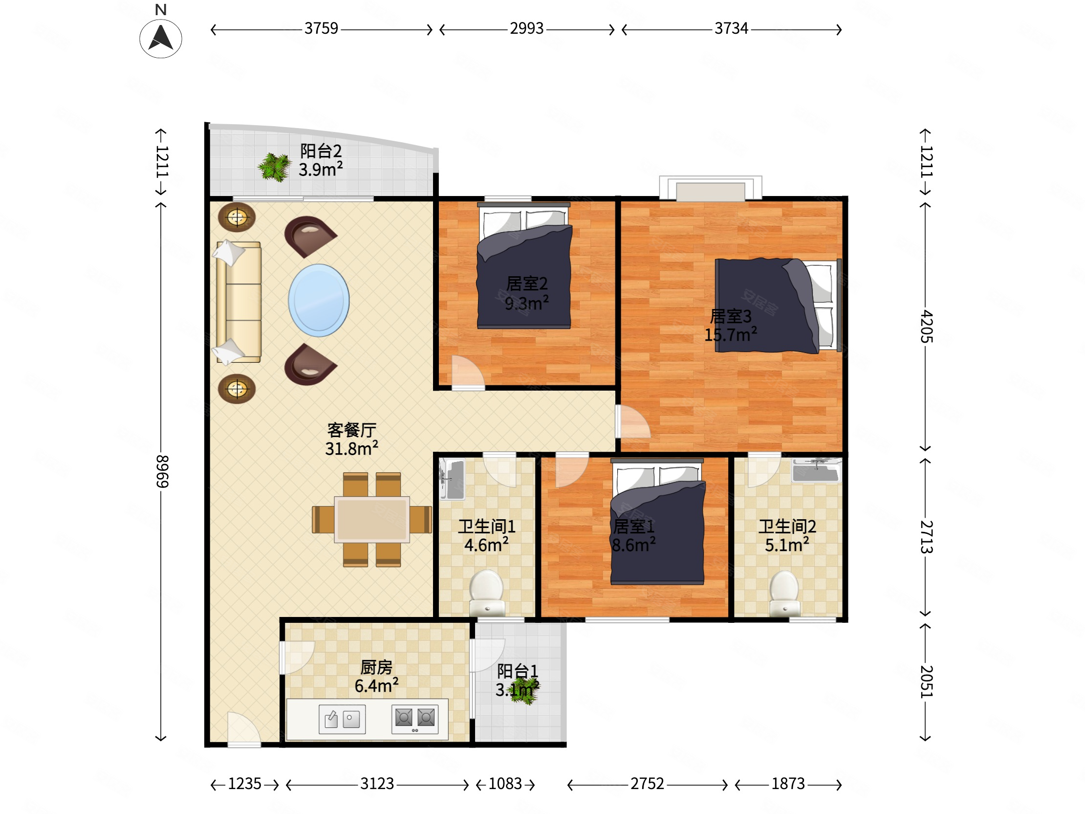100平新塘新世界花园精装修南北通透房东急置换诚意