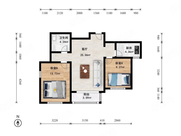 林肯公园C区2室1厅1卫92.81㎡南675万