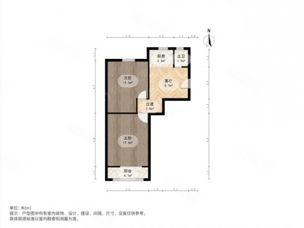 蓝高小区2室1厅1卫66.06㎡南北352万