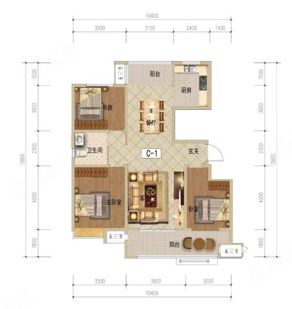 大南泉社区3室2厅1卫128㎡南北59万