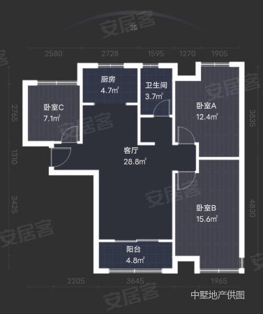 华夏茗湾学府3室2厅1卫99.58㎡南北257万