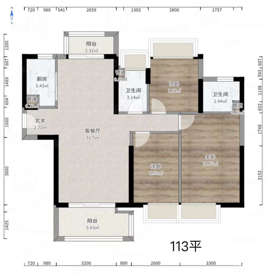 九成新装修保养极好海伦湾3房2卫家私家电齐全可拎包入住