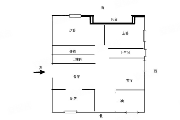 勤奋小区3室2厅1卫92㎡南北100万