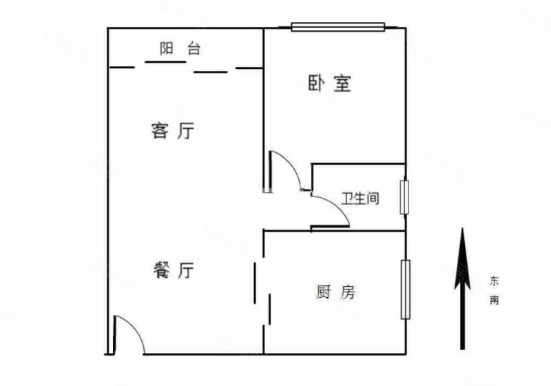 蓝郡公馆1室1厅1卫52.19㎡东300万