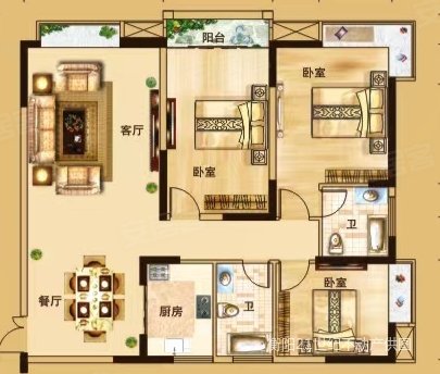 中泰峰境3室2厅2卫112.66㎡南北68.8万