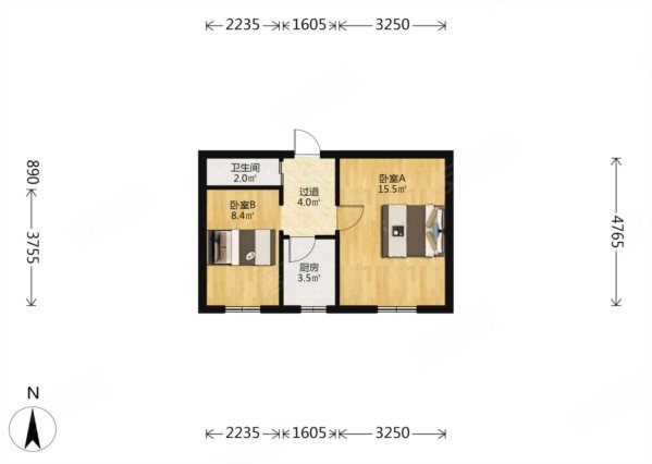 清源楼2室1厅1卫32㎡南北49万