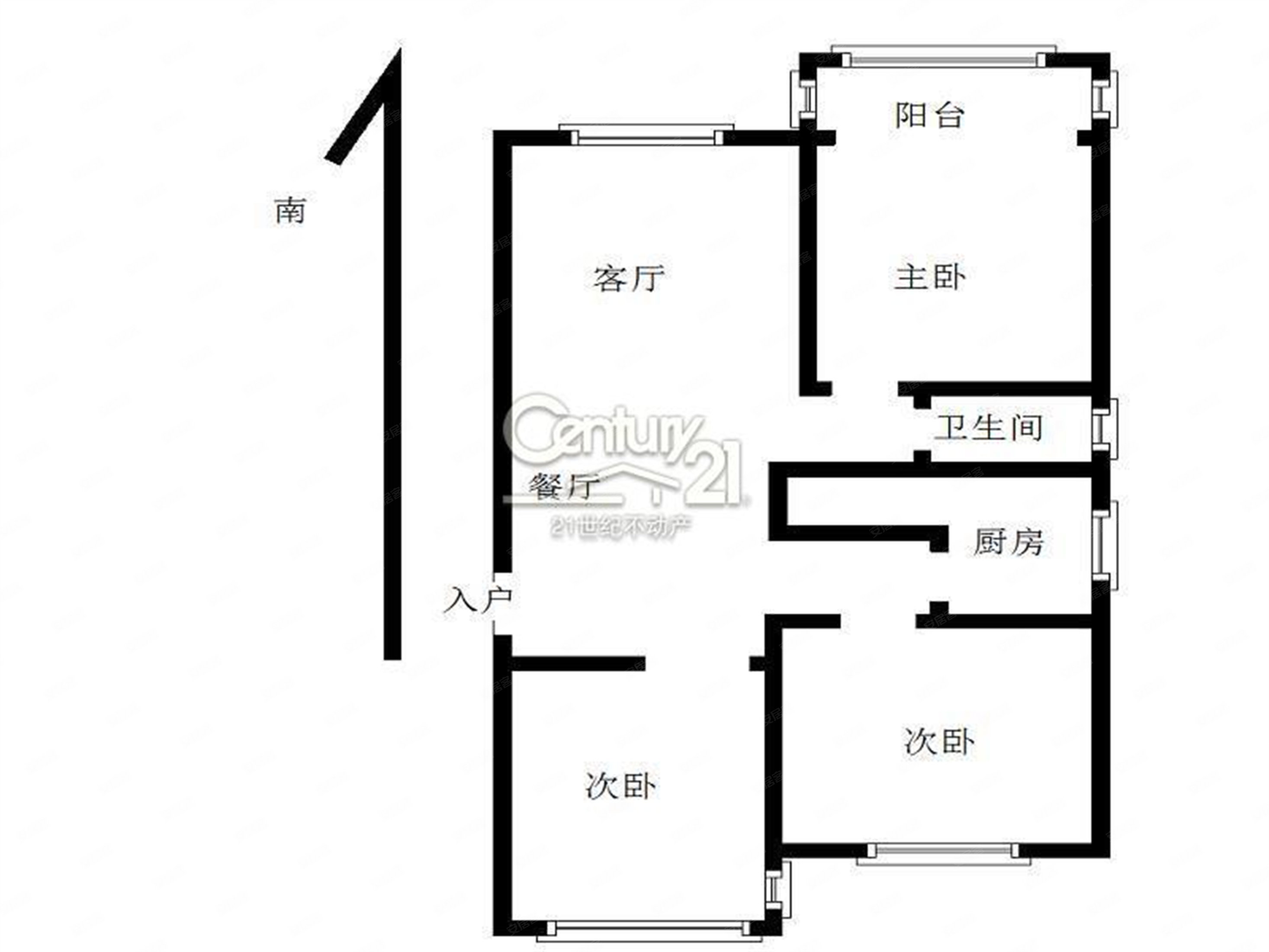 华辰香水湾3室2厅1卫105.48㎡南北100万