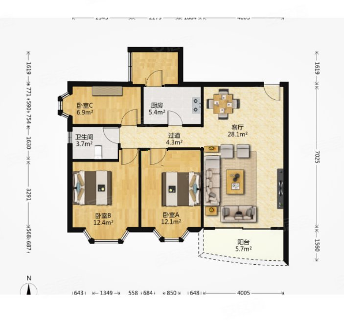 福民地铁站楼上,电梯3房2卫,户型方正实用,采光通风好,福民佳园二手房