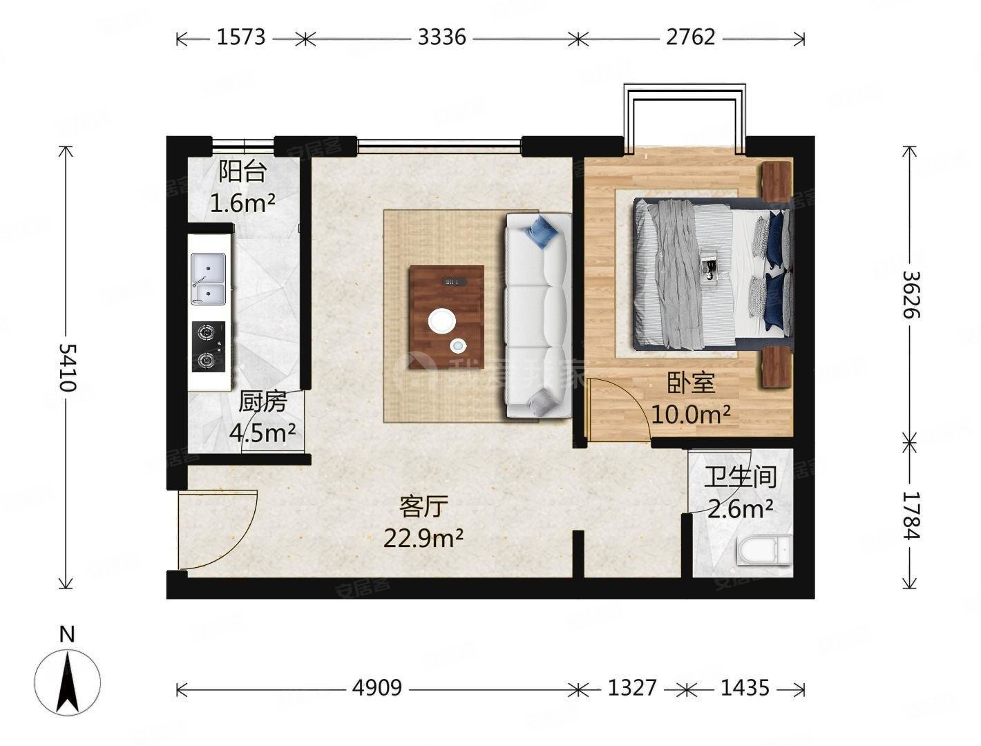 北京新天地(东区)1室1厅1卫61.04㎡北315万