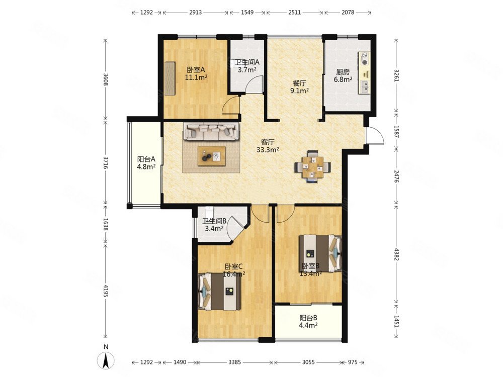 金地芳草地 四房改善型 中上楼层 四叶草户型 价格便宜,金地芳草地