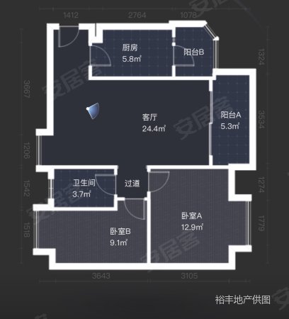 光大花园2室2厅1卫78㎡南北395万