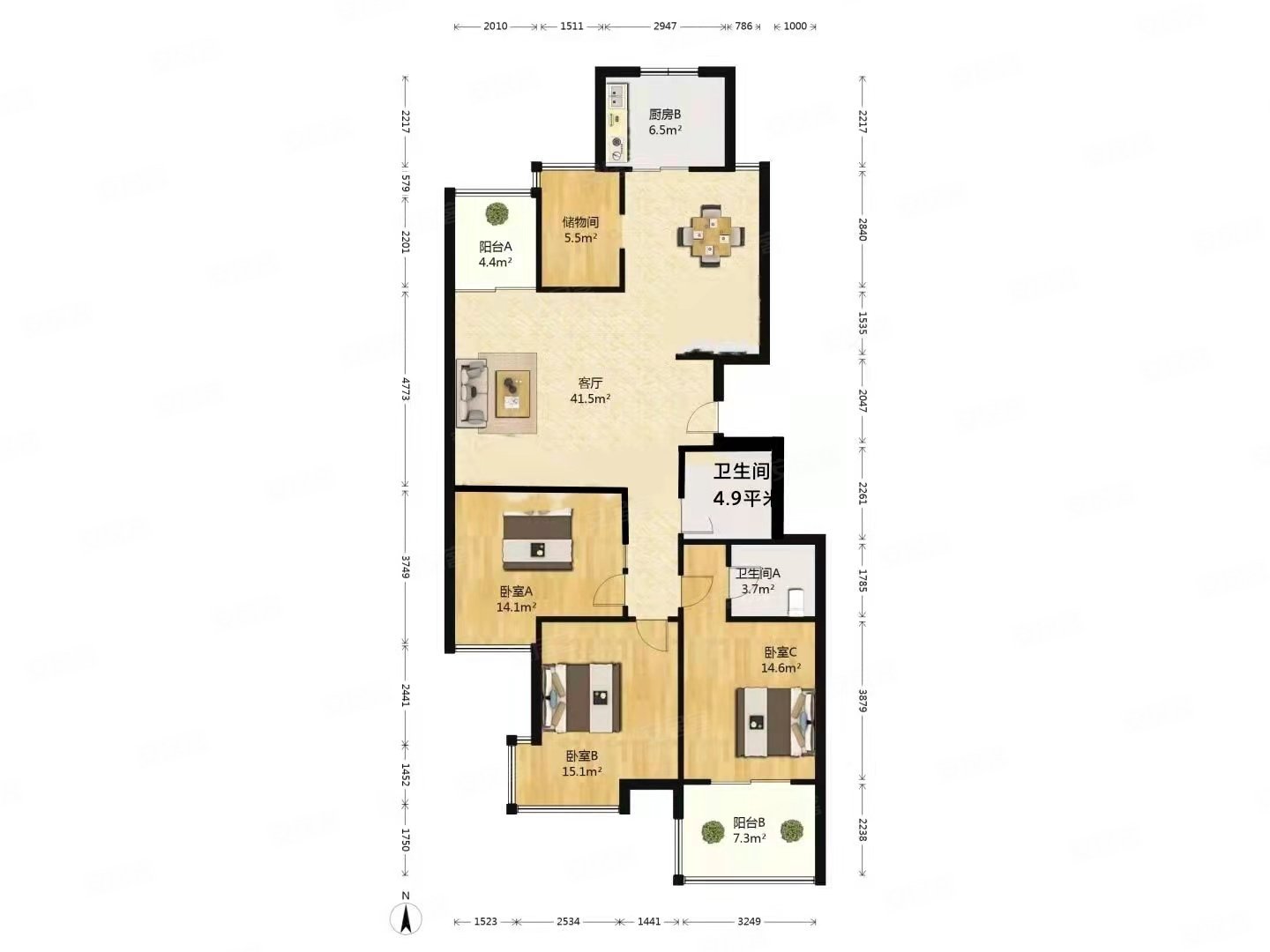 好,锦园新世纪花园社区二手房,299万,4室2厅,2卫,156平米-西安安居客