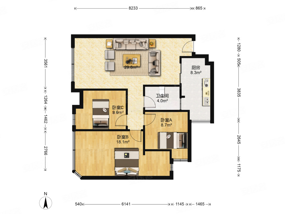 8万,3室1厅,2卫,101.34平米-成都安居客