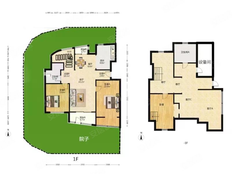东方龙域上下两层200多平复式房带100平院子样板间