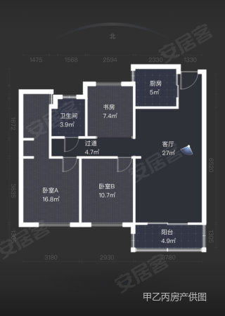 温州奥体城3室2厅1卫89.39㎡南北168万