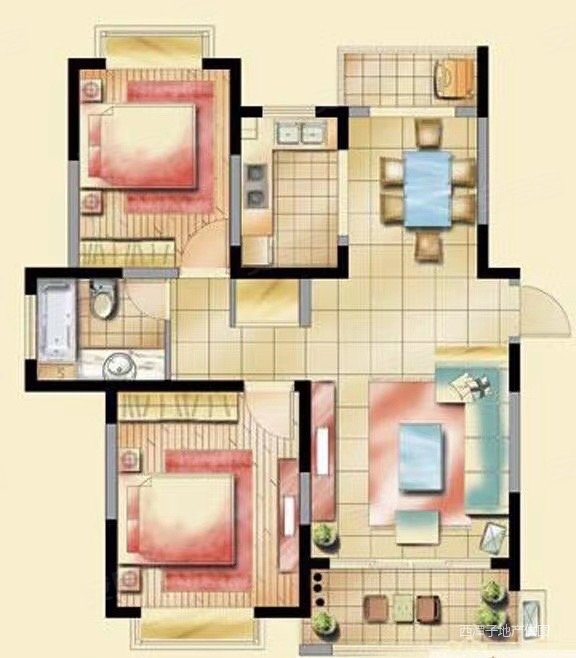 艺泰安邦花园2室2厅1卫94㎡南北215万