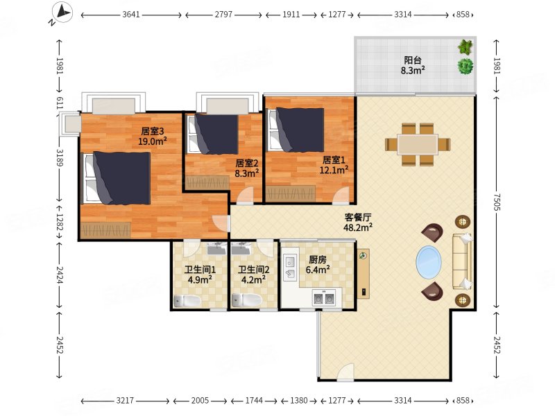 大四房户型,看房随时方便,端头东边户,视野开阔无遮挡18xx,宝能太古城