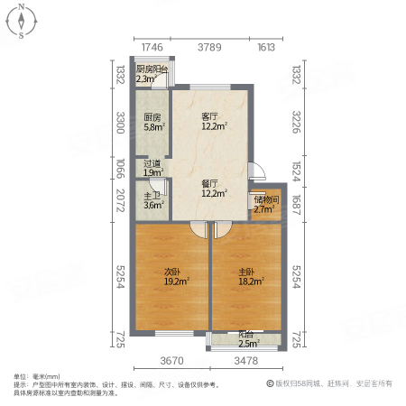 普明里甲区2室2厅1卫90㎡南88万