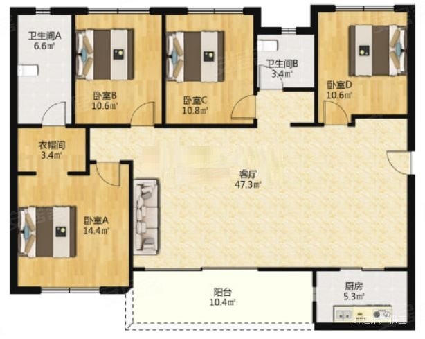 保利时代云汀花园4室2厅2卫147.17㎡南425万