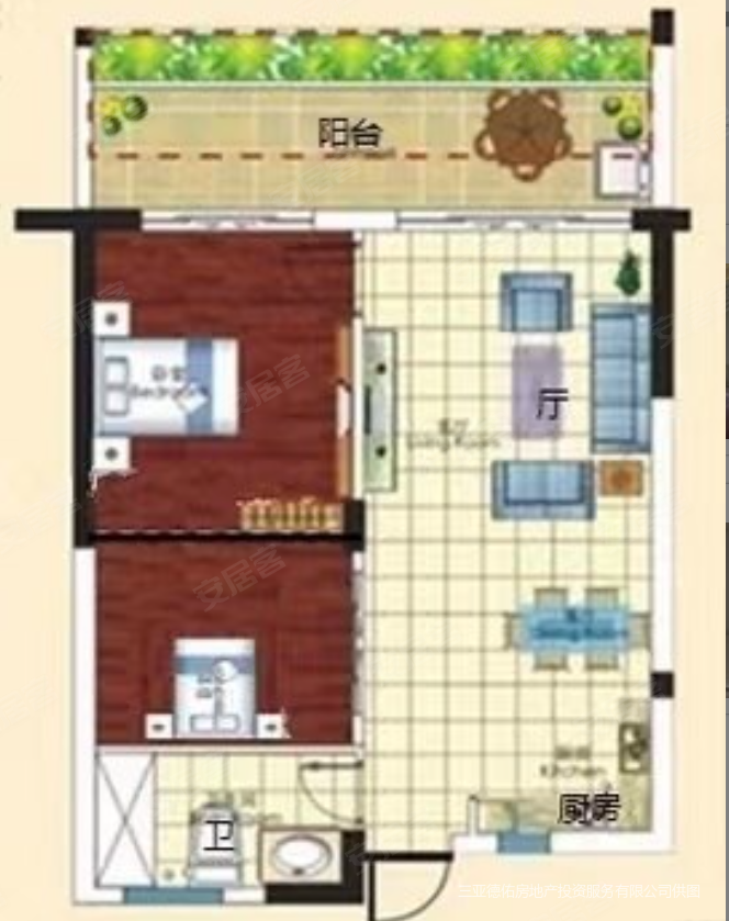 碧海蓝天(三期)2室2厅1卫68.59㎡南北220万