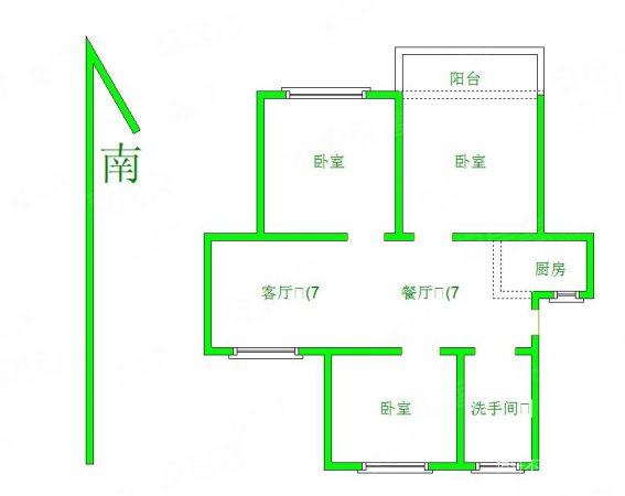 梅荆花苑(西区)3室2厅1卫91.33㎡南北112万