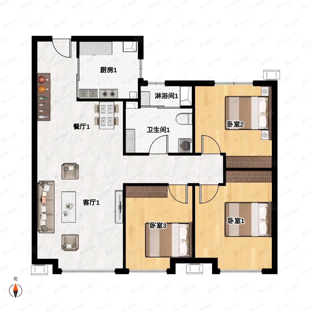 龙湖光年118平125万3室2厅2卫