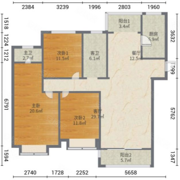 帝景豪园3室2厅2卫144.49㎡南188万