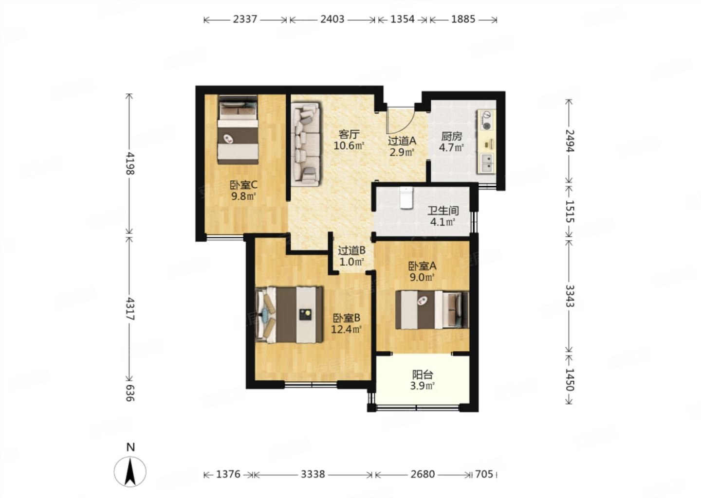 东璟家园a区小高层诚心出售两房朝南