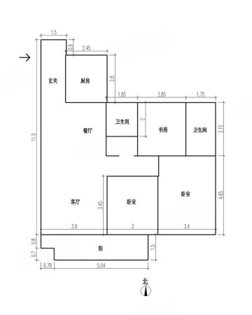 新城玖珑湖3室2厅2卫130㎡南北198万