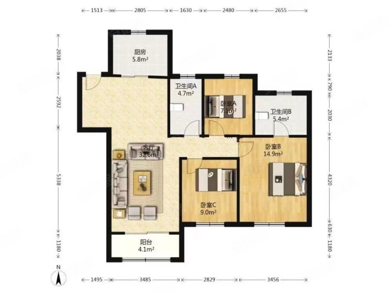 中梁壹号院二手房,320万,4室2厅,2卫,143平米-苏州安居客
