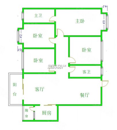 碧阳国际城4室2厅2卫126.98㎡南北76万